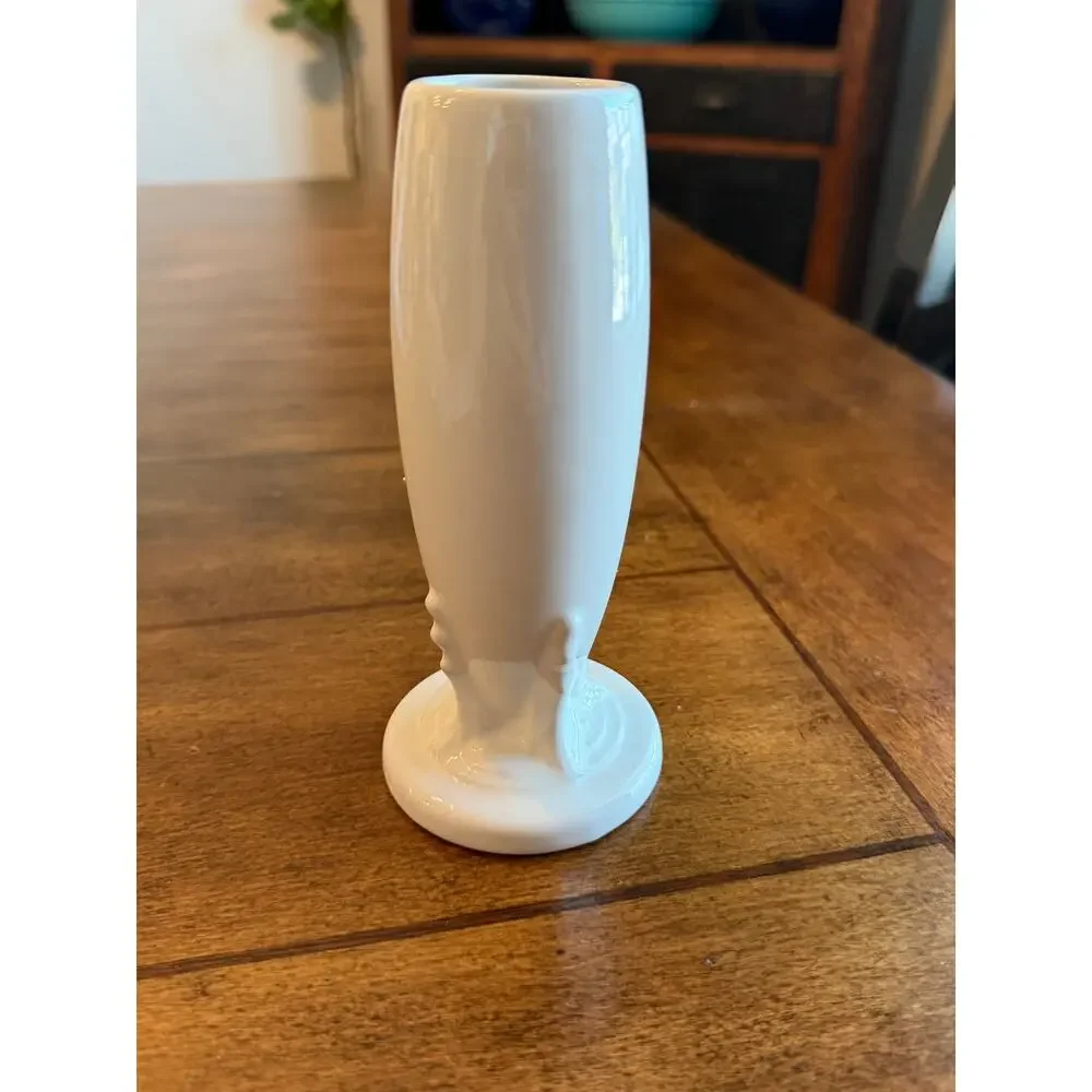Vintage Fiesta White bud vase -ceramic flower vase HLC Fiestaware USA